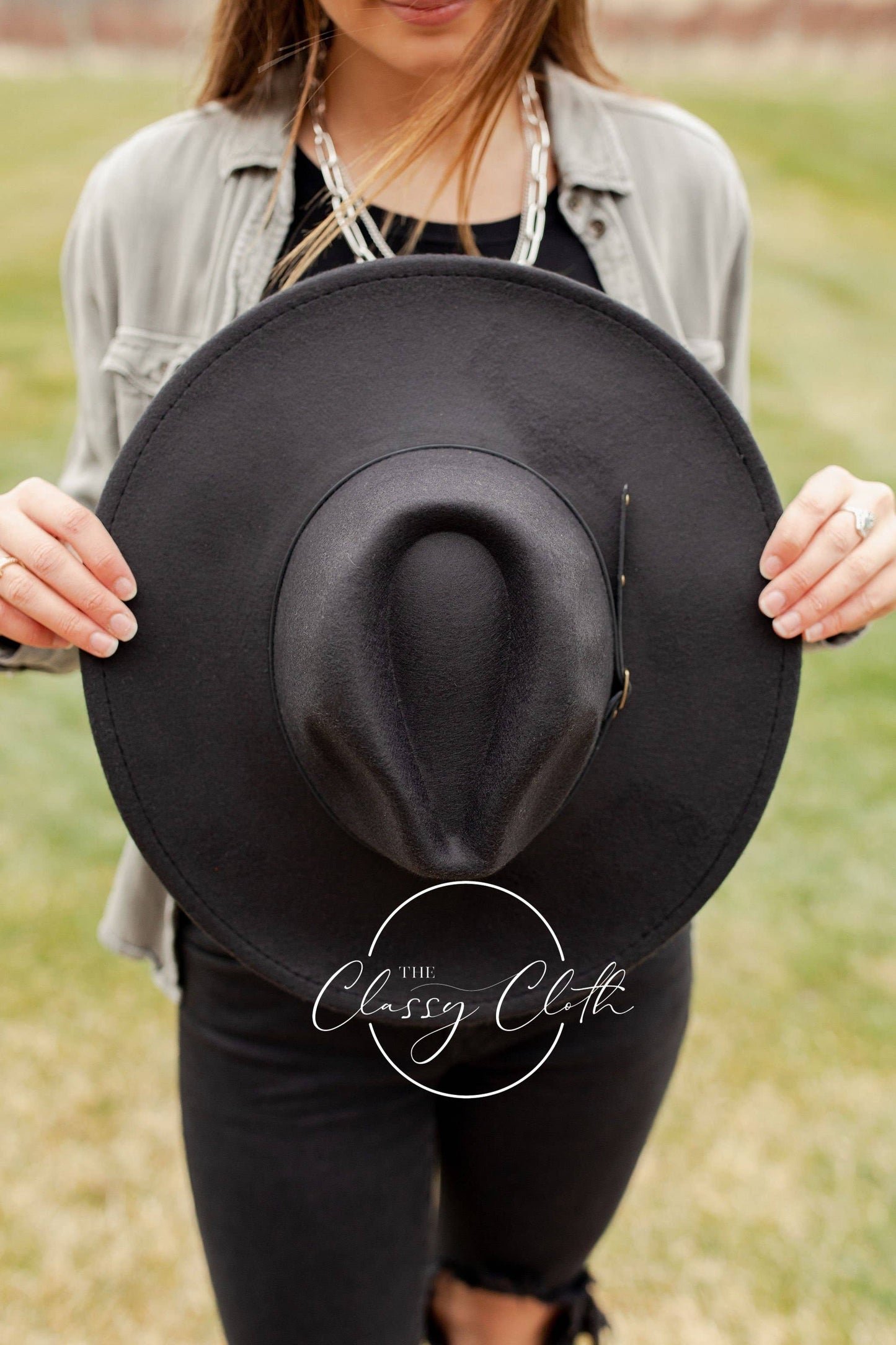 Wide Brim Hat w/ Belt - Black