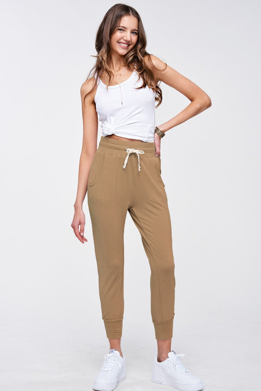 Camel Relaxed Fit Drawstring Joggers