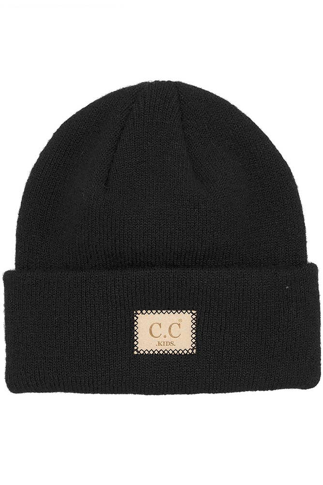 Kid's C.C Suede Patch Beanie Hat