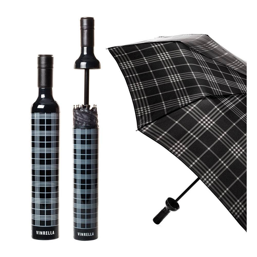 Black Plaid Bottle Umbrella