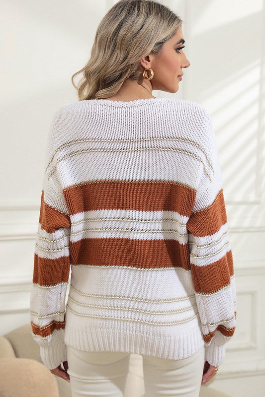 Pumpkin Stripe Knit Sweater