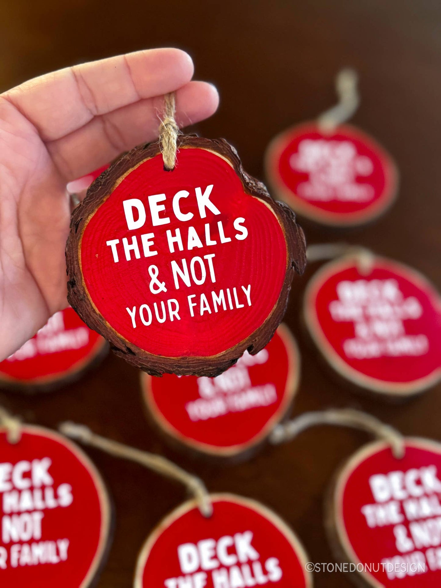 Deck the halls Wood Slice Christmas Ornament