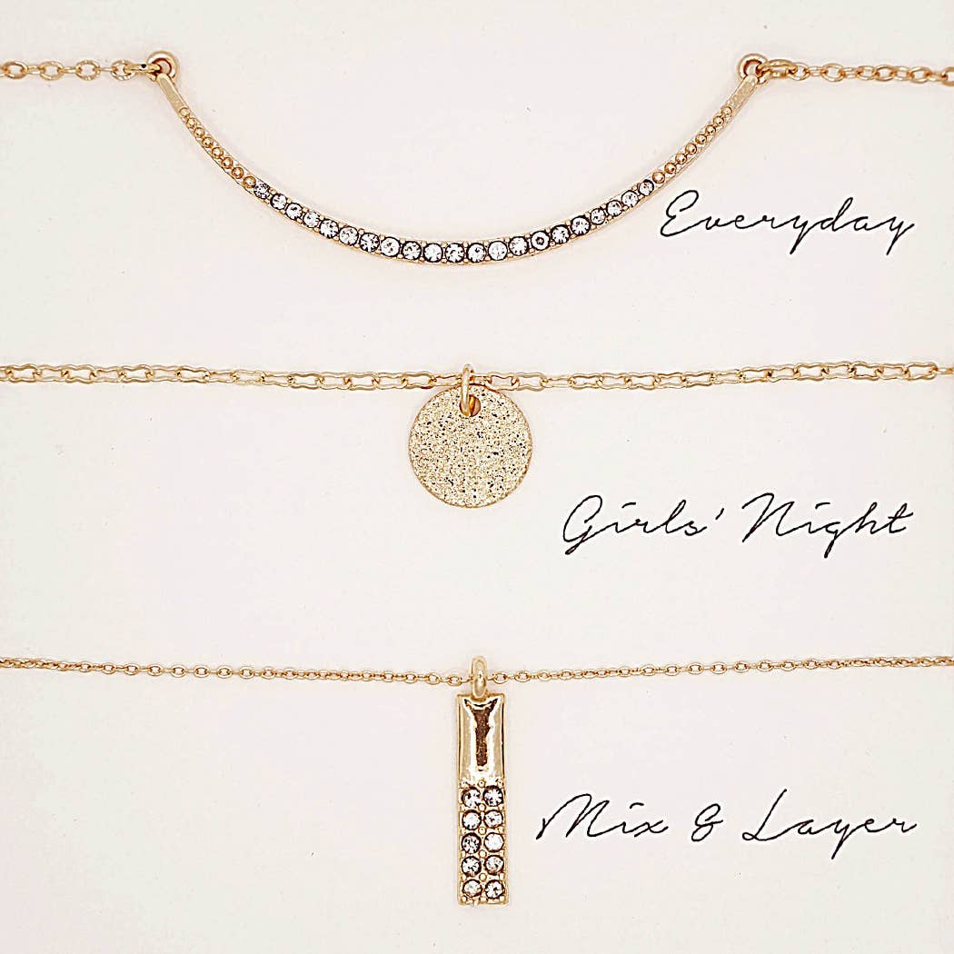 Lucky Encrusted Layering Necklaces - 3 Pc Set