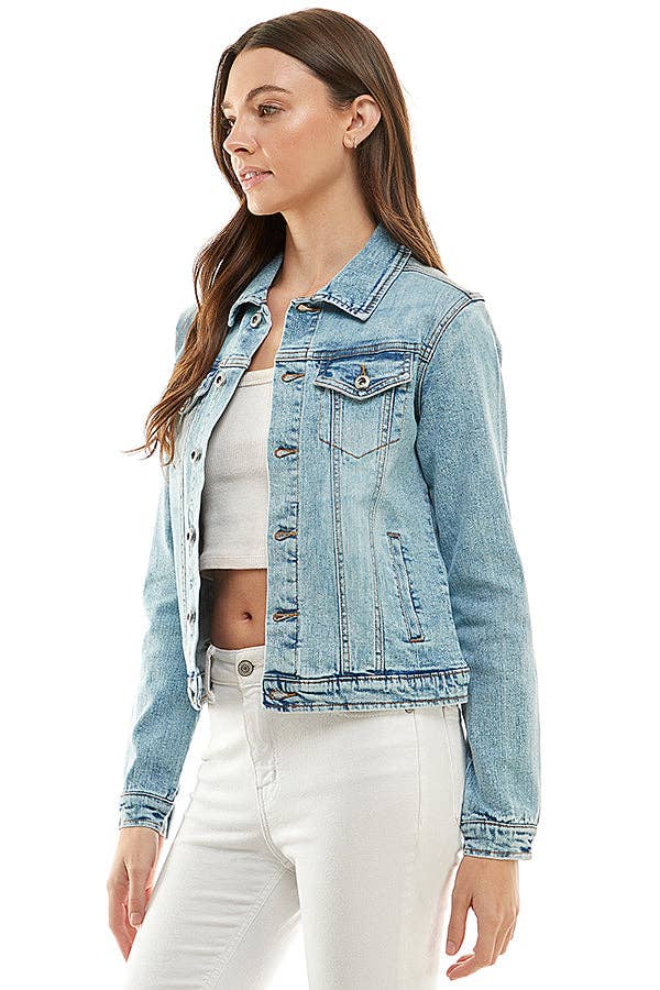 Ladies Casual Denim Jacket - Light Wash