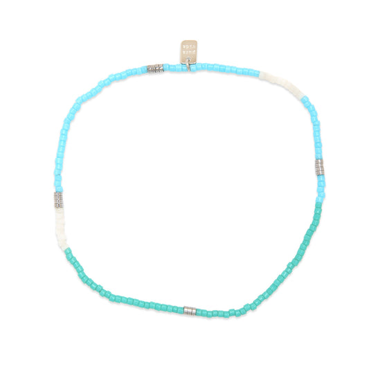 Seafoam Dream Seed Bead Silver Stretch Anklet