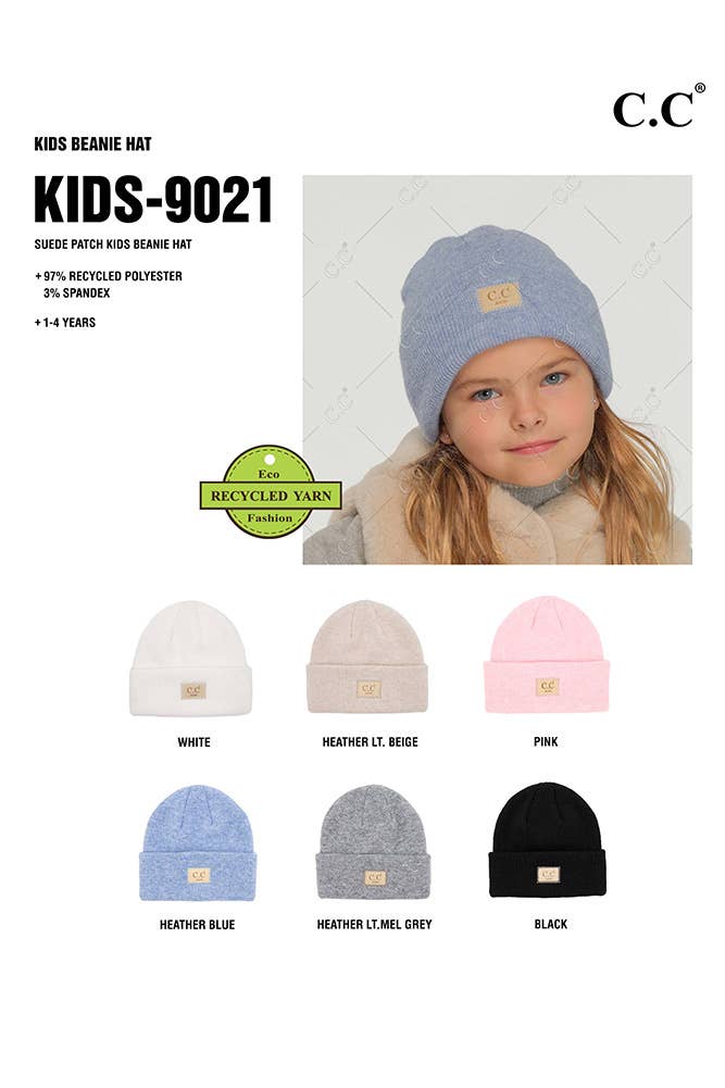 Kid's C.C Suede Patch Beanie Hat