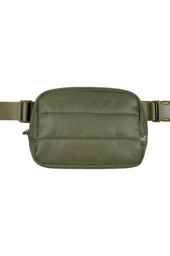 C.C Olive Puffer Padding Belted Sling Bag