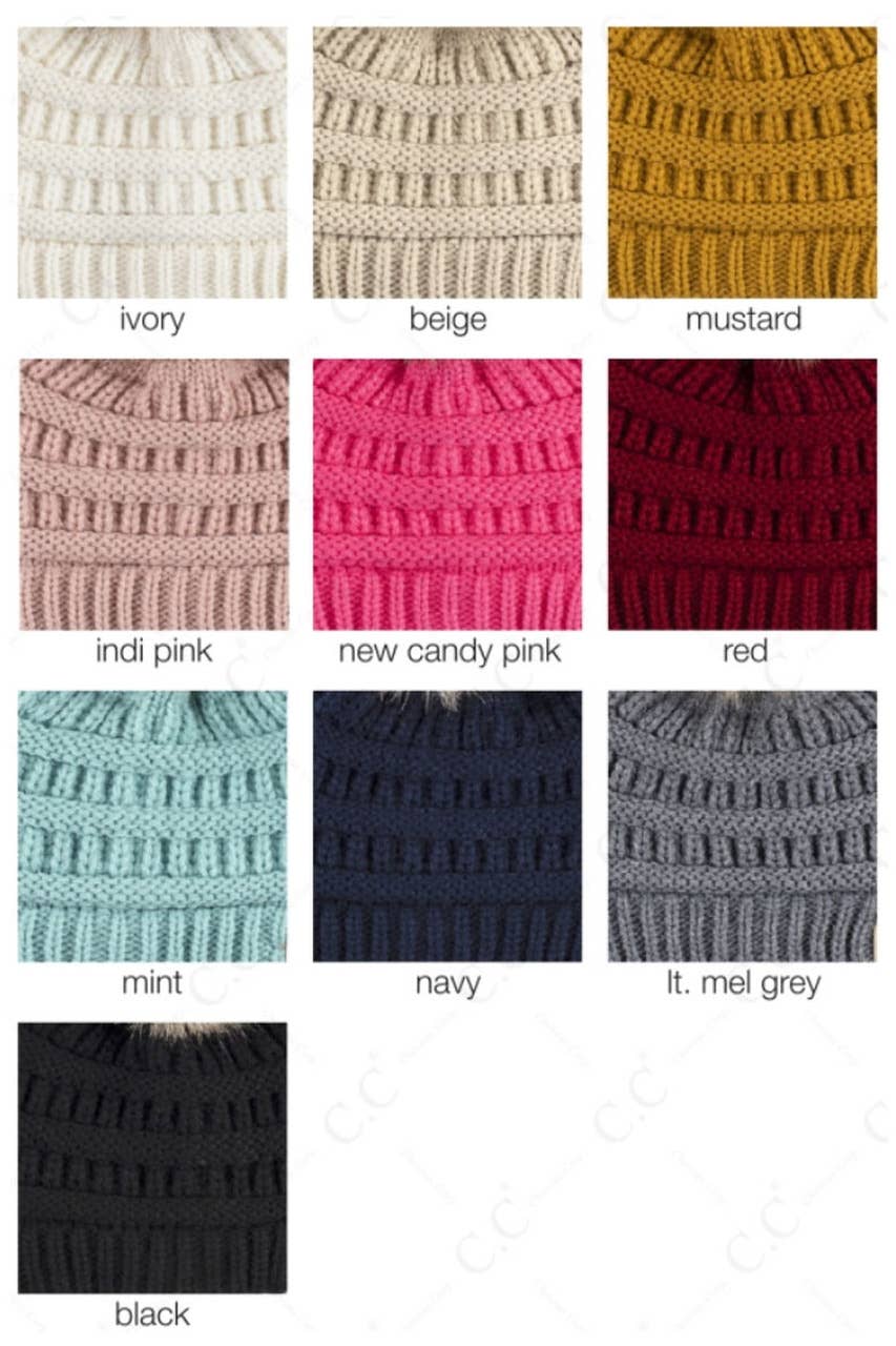 Kids Solid Ribbed Beanie with Pom