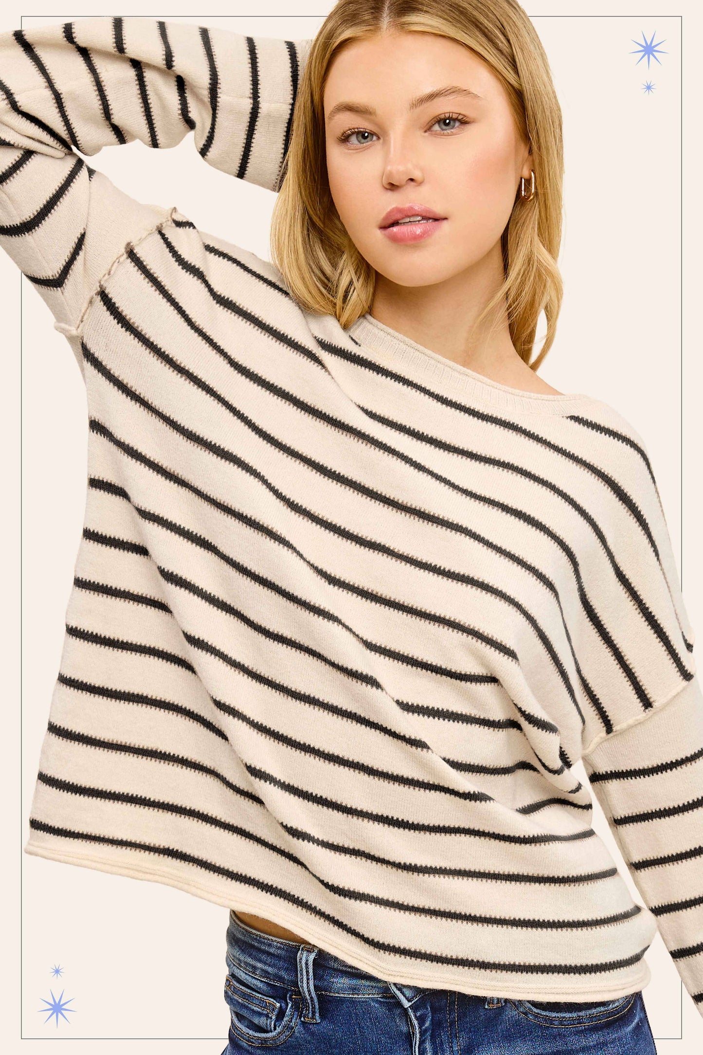 Striped Loose Fit Long Sleeve Sweater