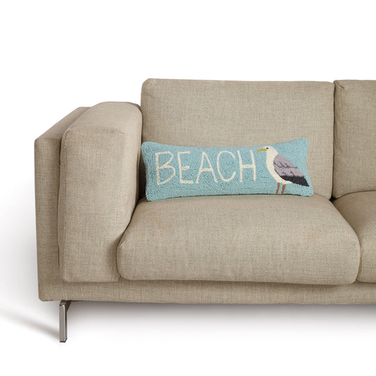 Beach And Seagull Hook Pillow