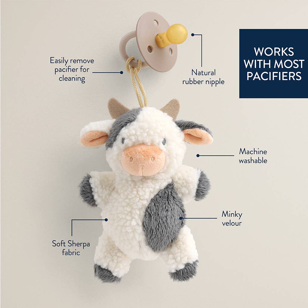 Cow Bitzy Pal Natural Rubber Pacifier & Stuffed Animal