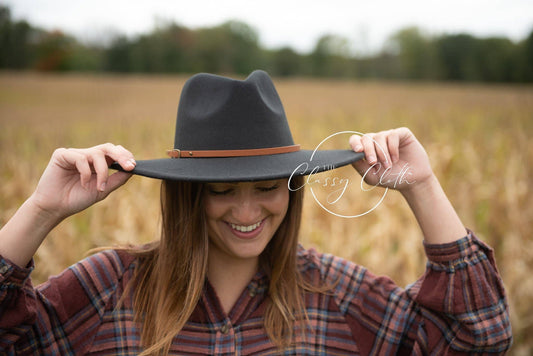 Wide Brim Hat w/ Belt - Black