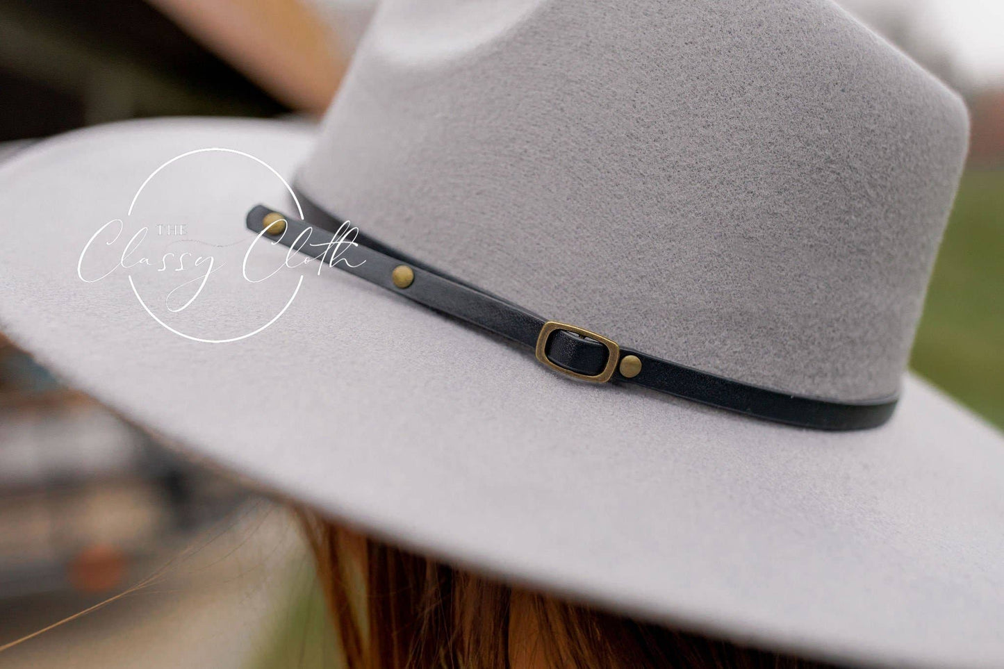 Wide Brim Hat w/ Belt - Grey