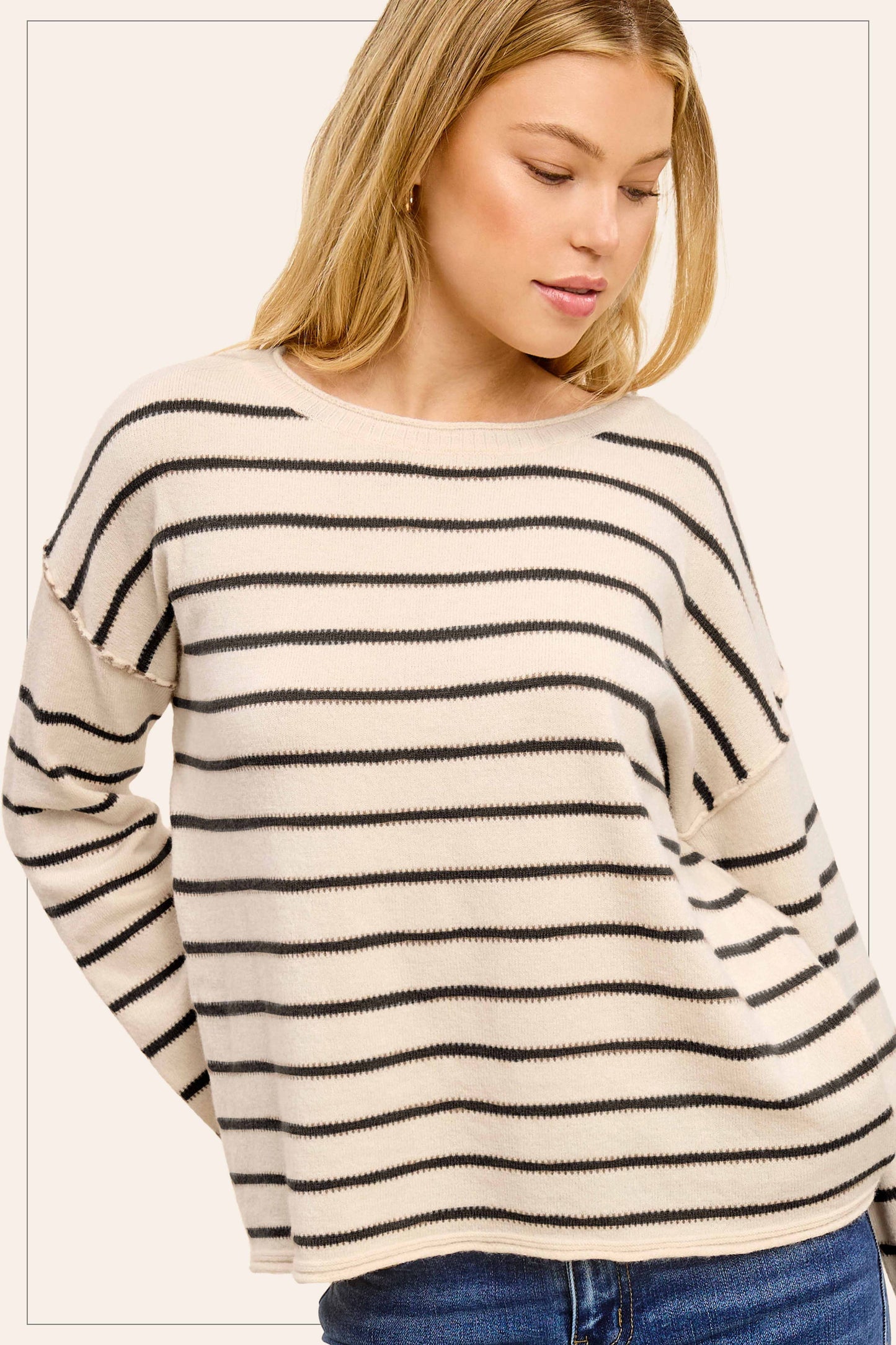 Striped Loose Fit Long Sleeve Sweater