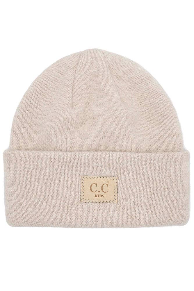 Kid's C.C Suede Patch Beanie Hat