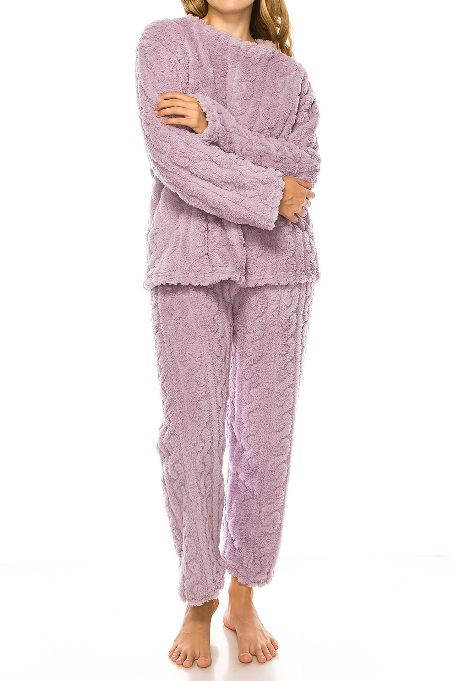 Lavender Sherpa Fleece Lounge Pajama Set