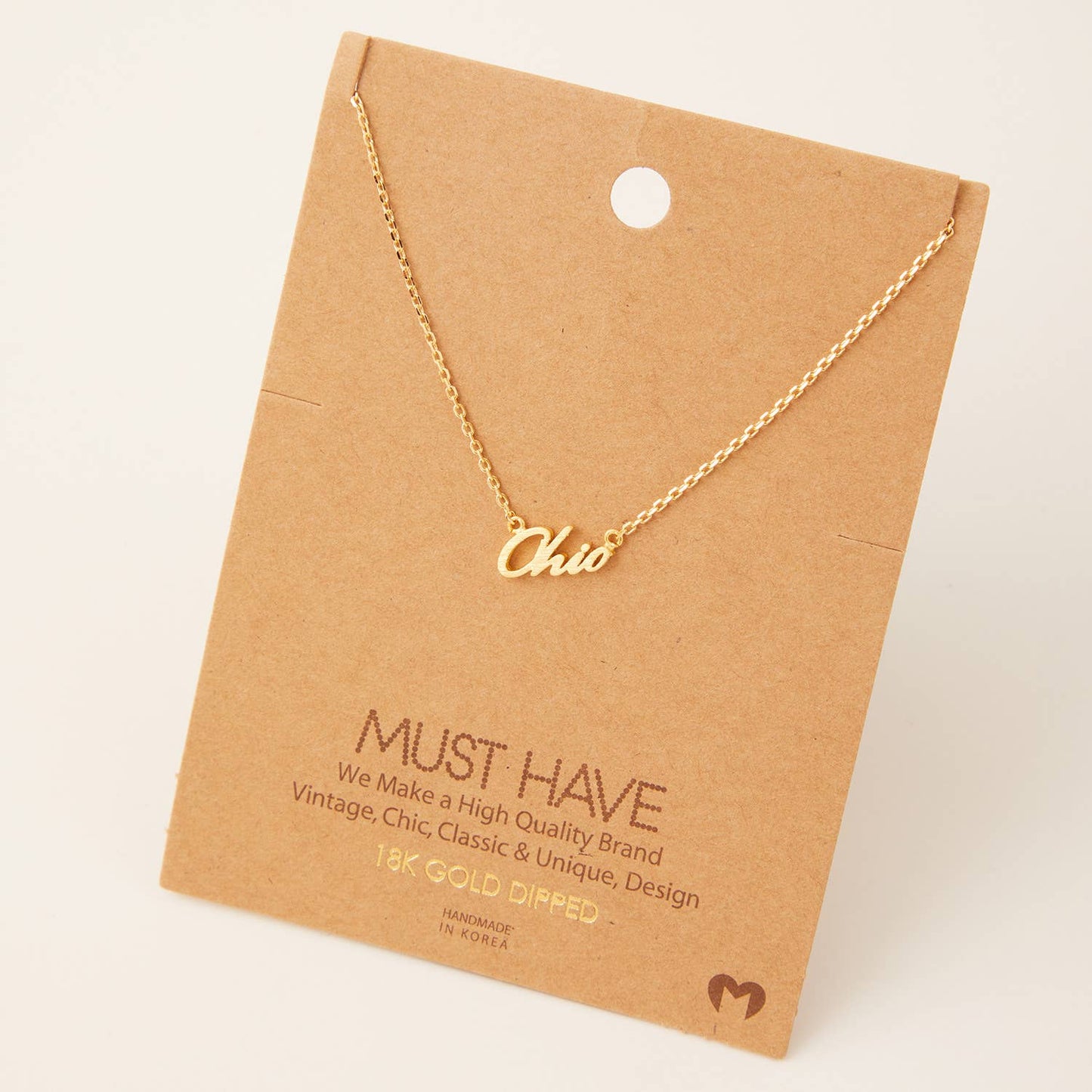 Handwritten Ohio Pendant Necklace