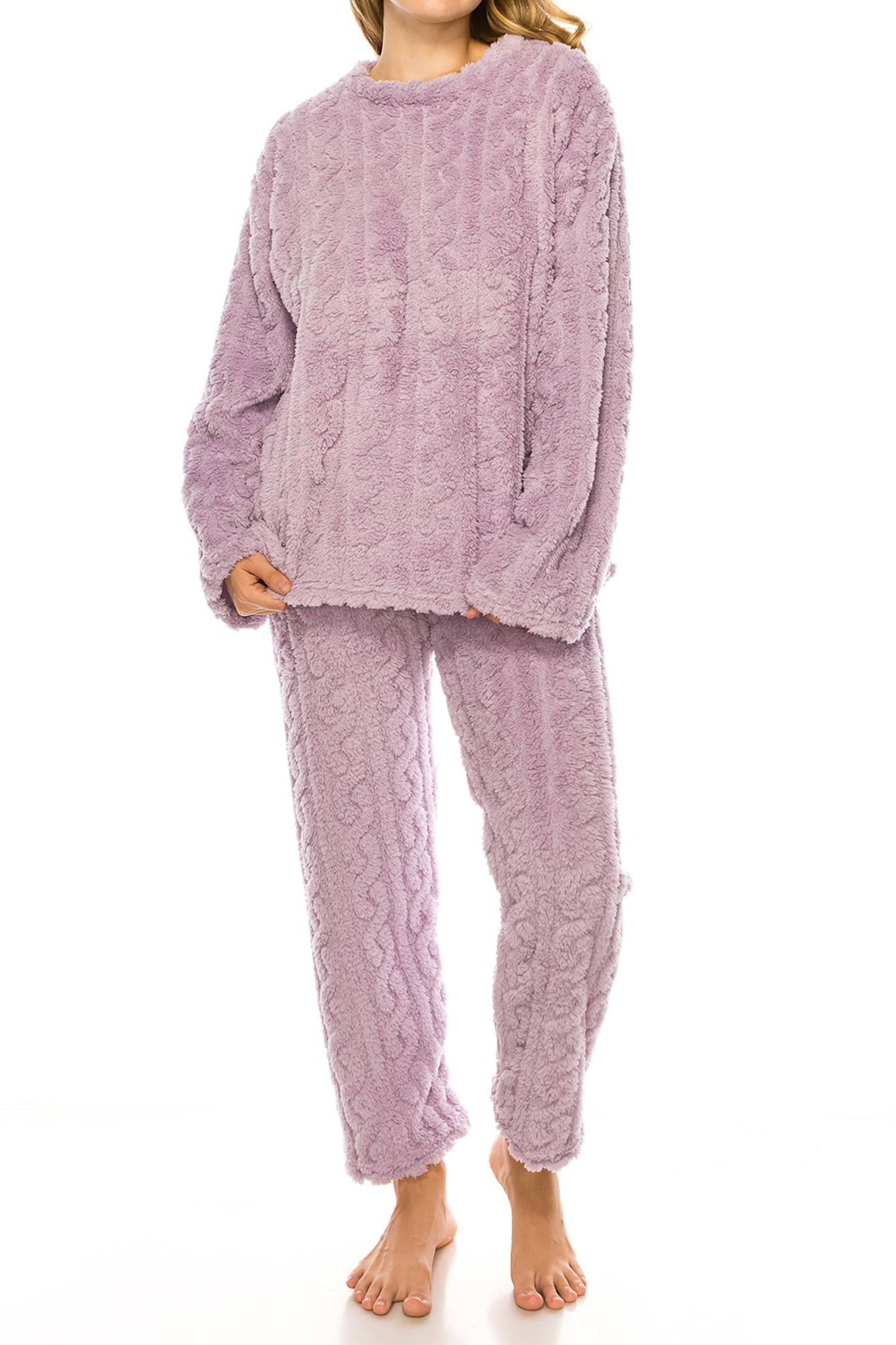 Lavender Sherpa Fleece Lounge Pajama Set