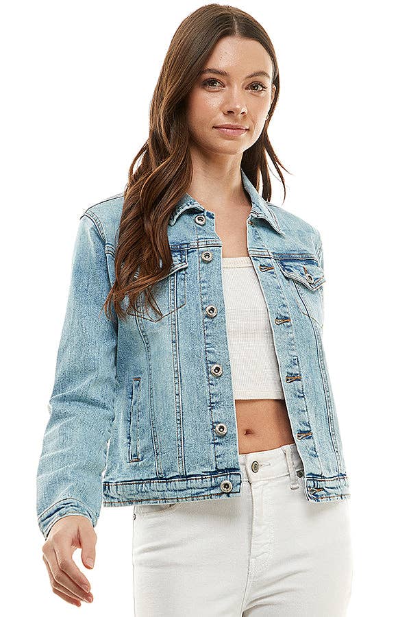 Ladies Casual Denim Jacket - Light Wash