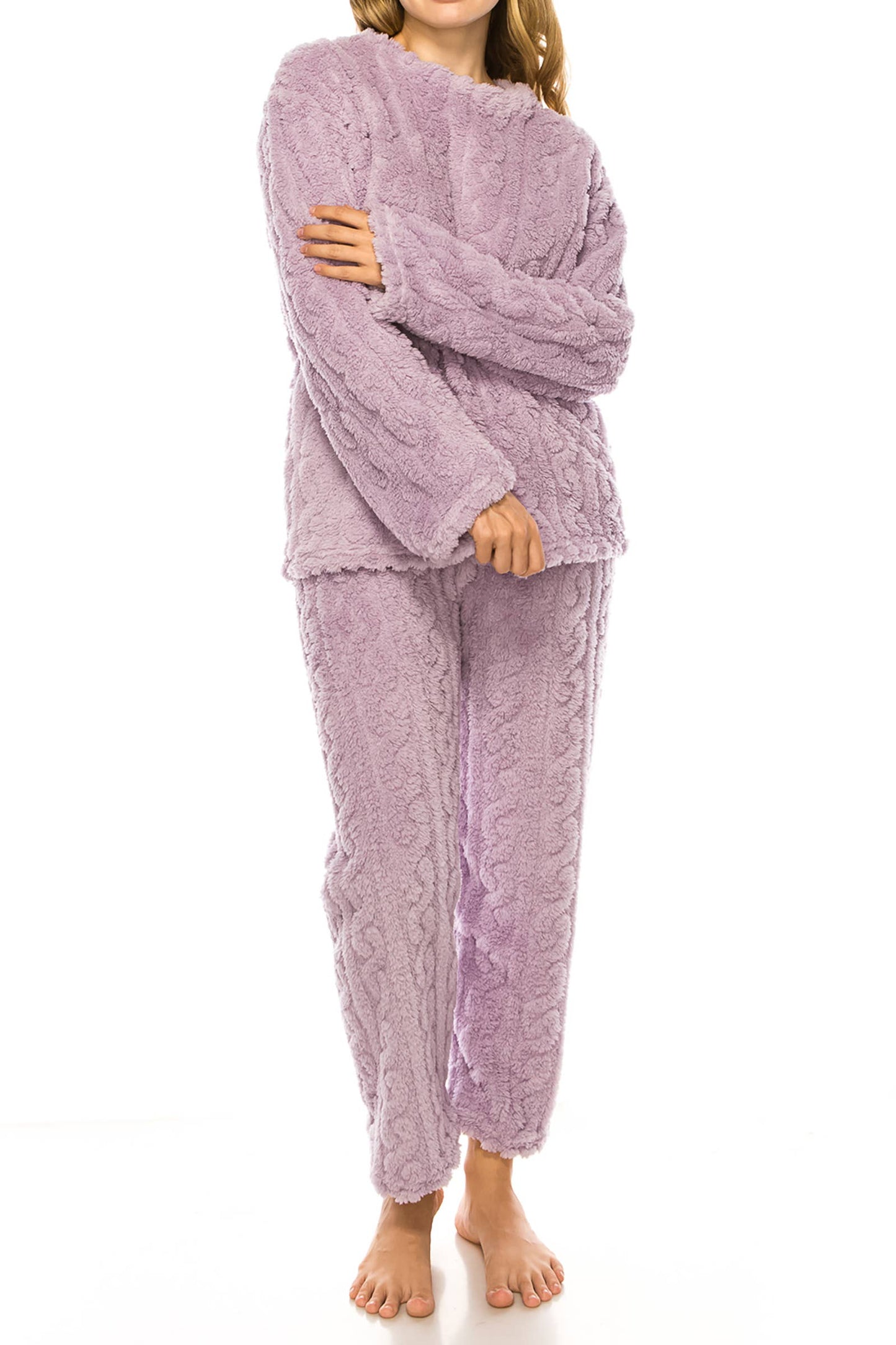 Lavender Sherpa Fleece Lounge Pajama Set