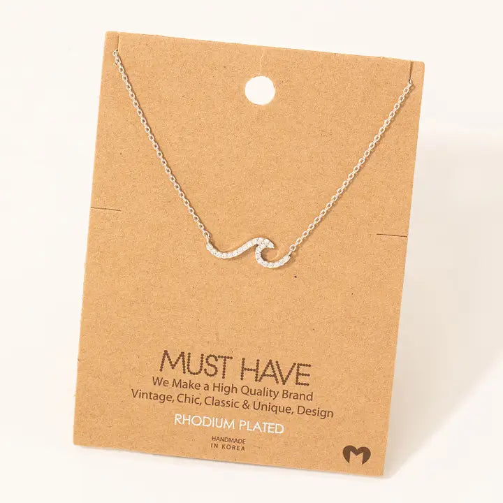 Pave Wave Pendant Necklace