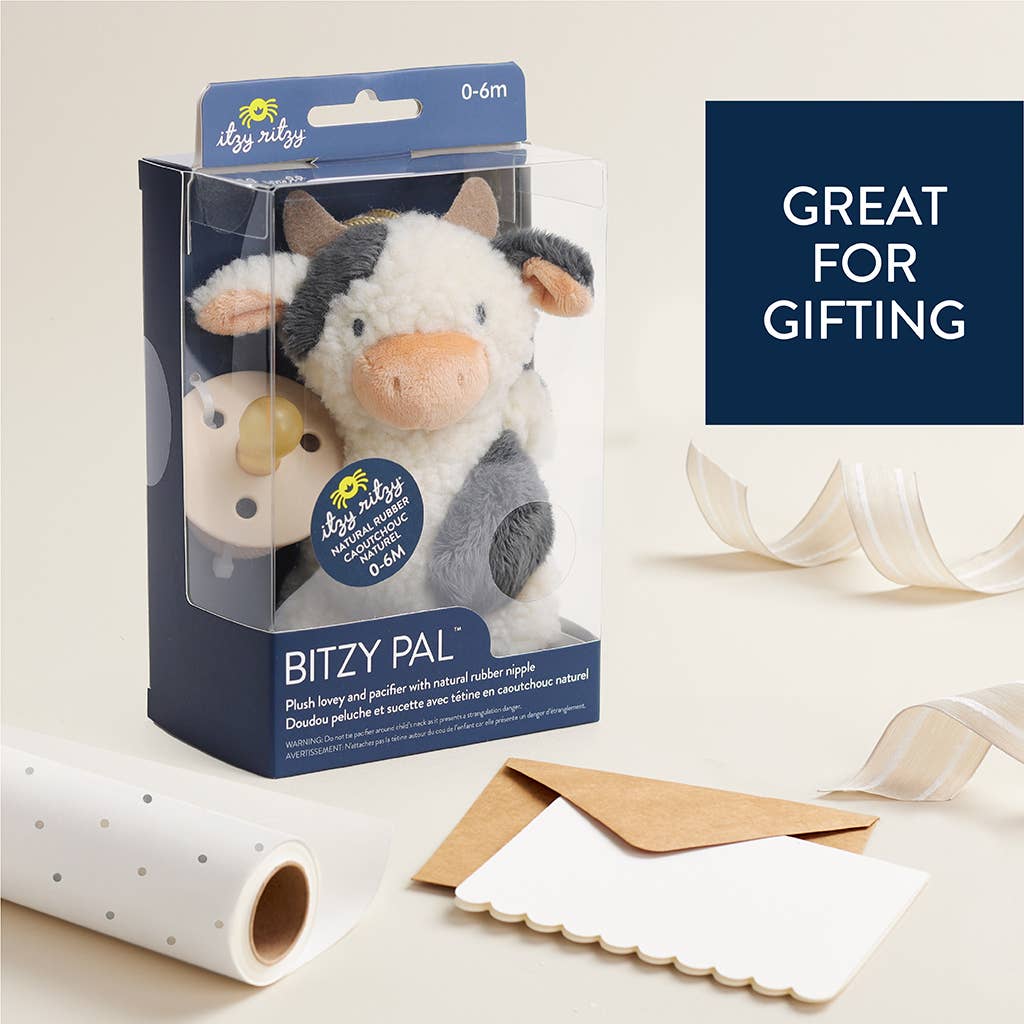 Cow Bitzy Pal Natural Rubber Pacifier & Stuffed Animal