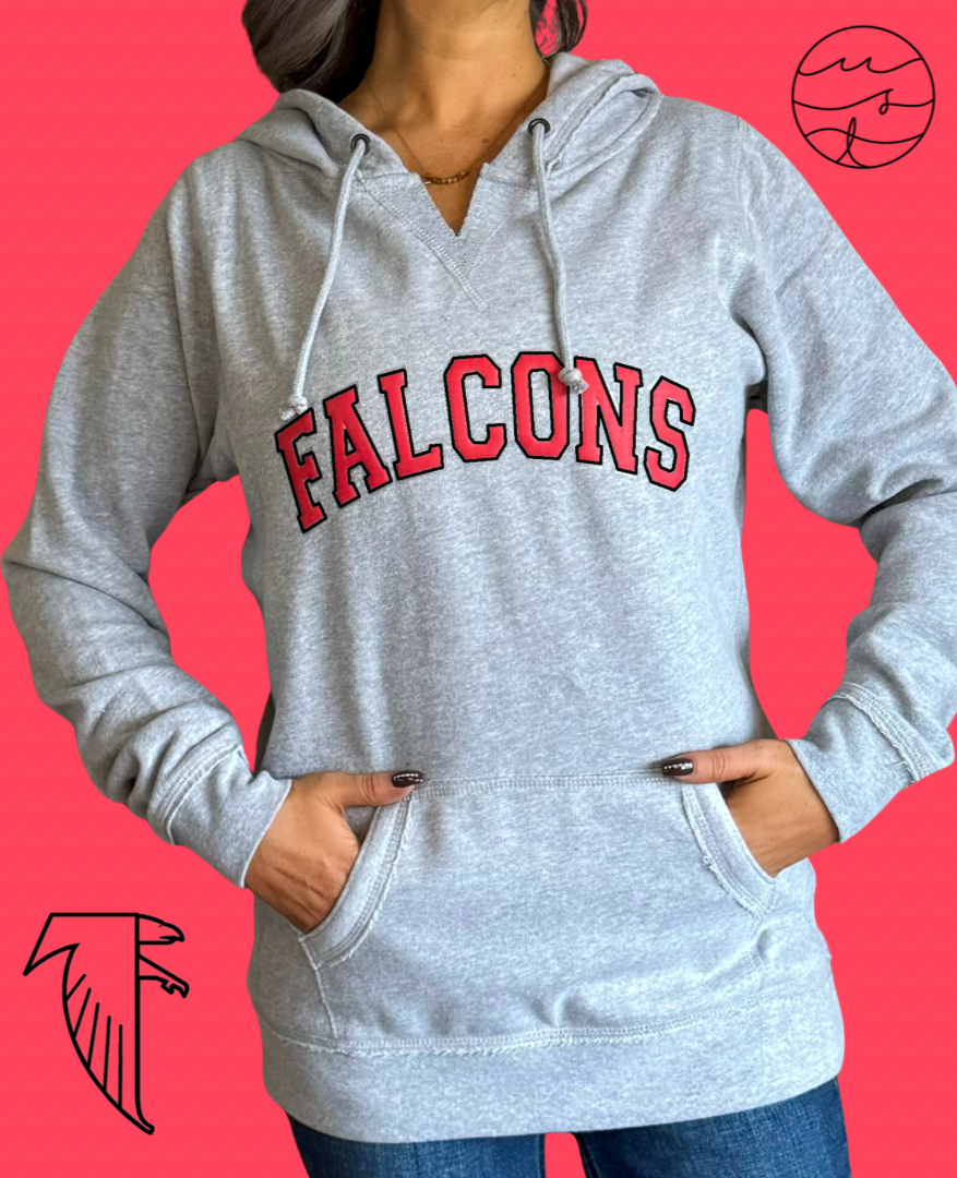 Ladies Puff Falcons V-Notch Hoodie