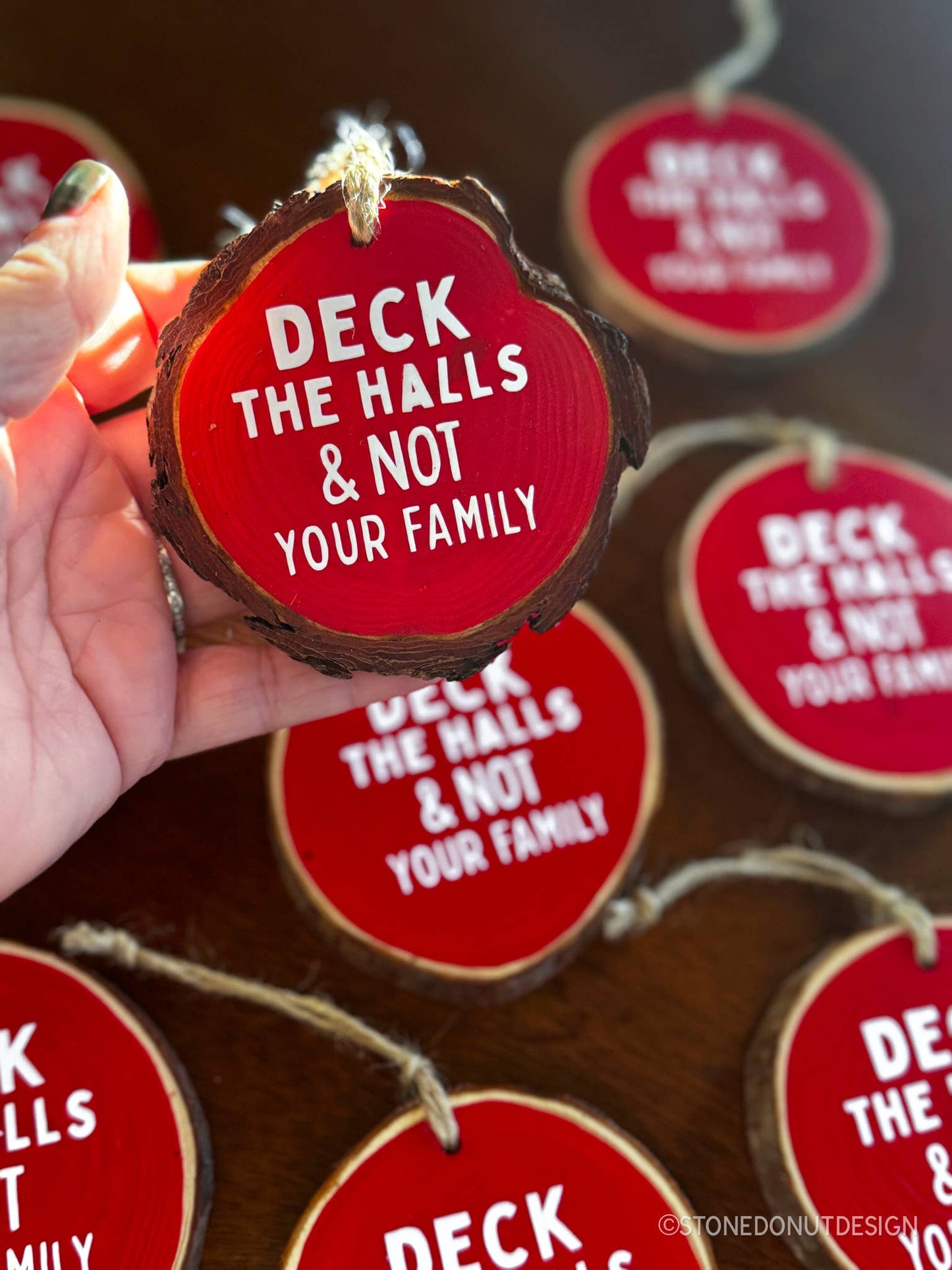 Deck the halls Wood Slice Christmas Ornament