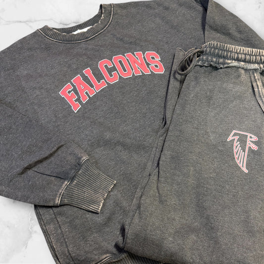 Puff Falcons Acid Wash Hi-Low Crewneck with Pockets