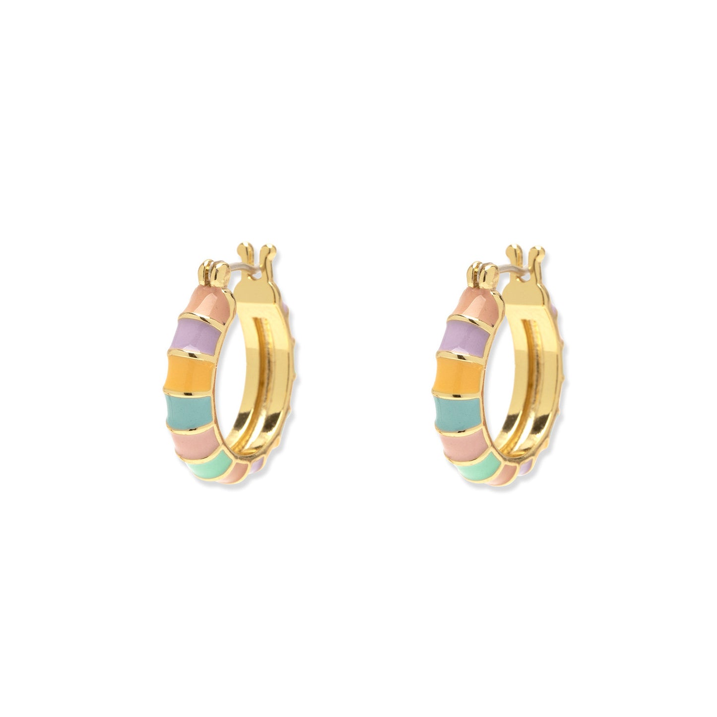 Sunset Striped Enamel Gold Hoop Earrings