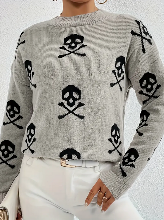 Skeleton Skull Pattern Crewneck Sweater