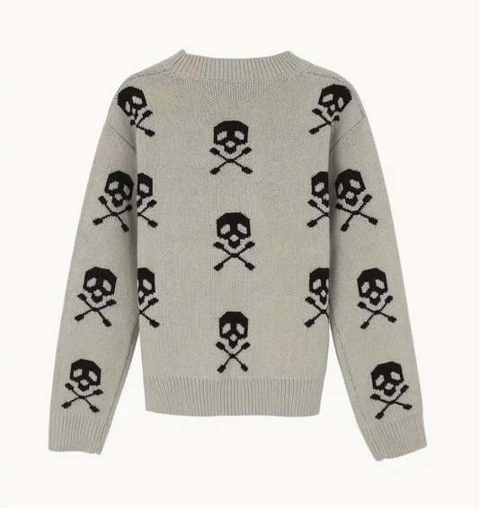 Skeleton Skull Pattern Crewneck Sweater