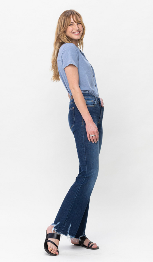 Judy Blue - Mid Rise Distressed Bottom Hem Bootcut