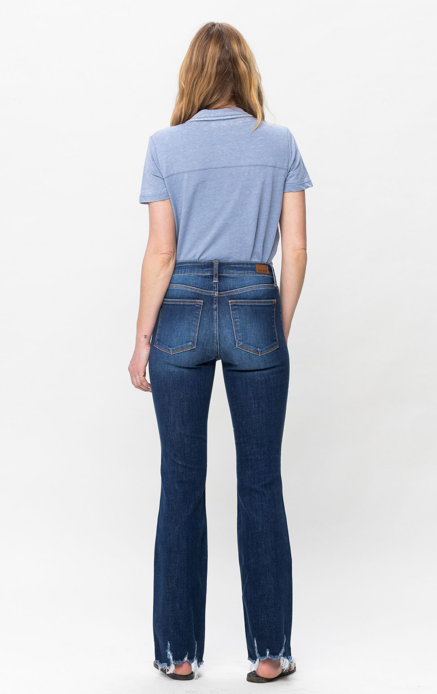 Judy Blue - Mid Rise Distressed Bottom Hem Bootcut