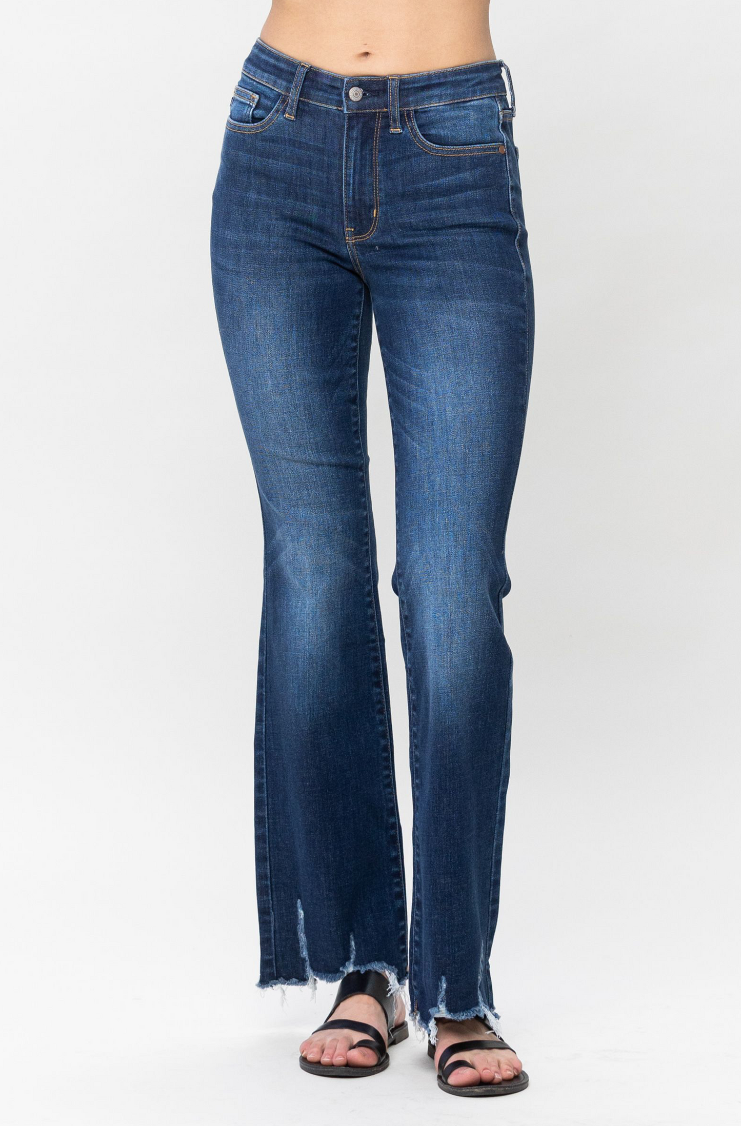 Judy Blue - Mid Rise Distressed Bottom Hem Bootcut