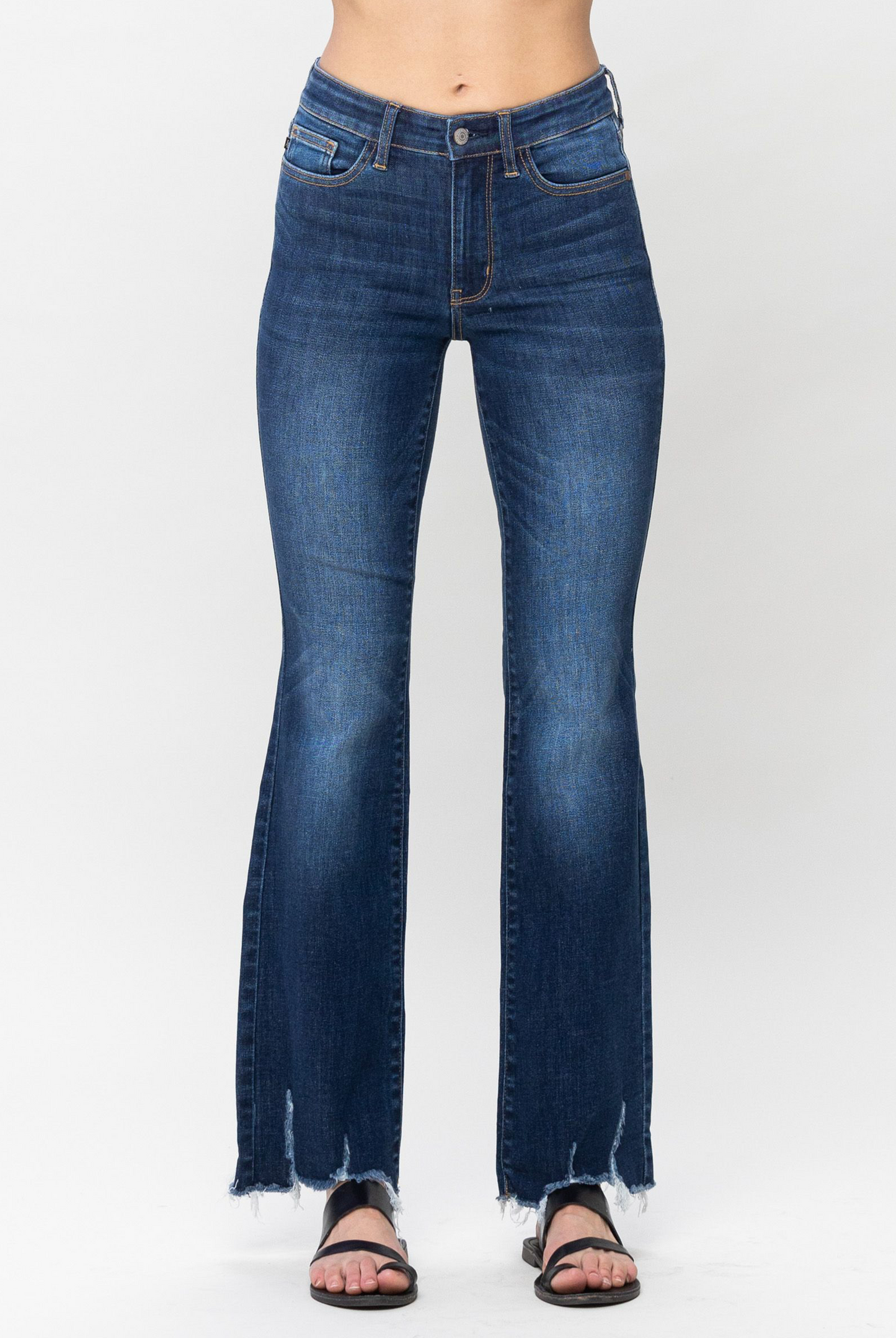 Judy Blue - Mid Rise Distressed Bottom Hem Bootcut