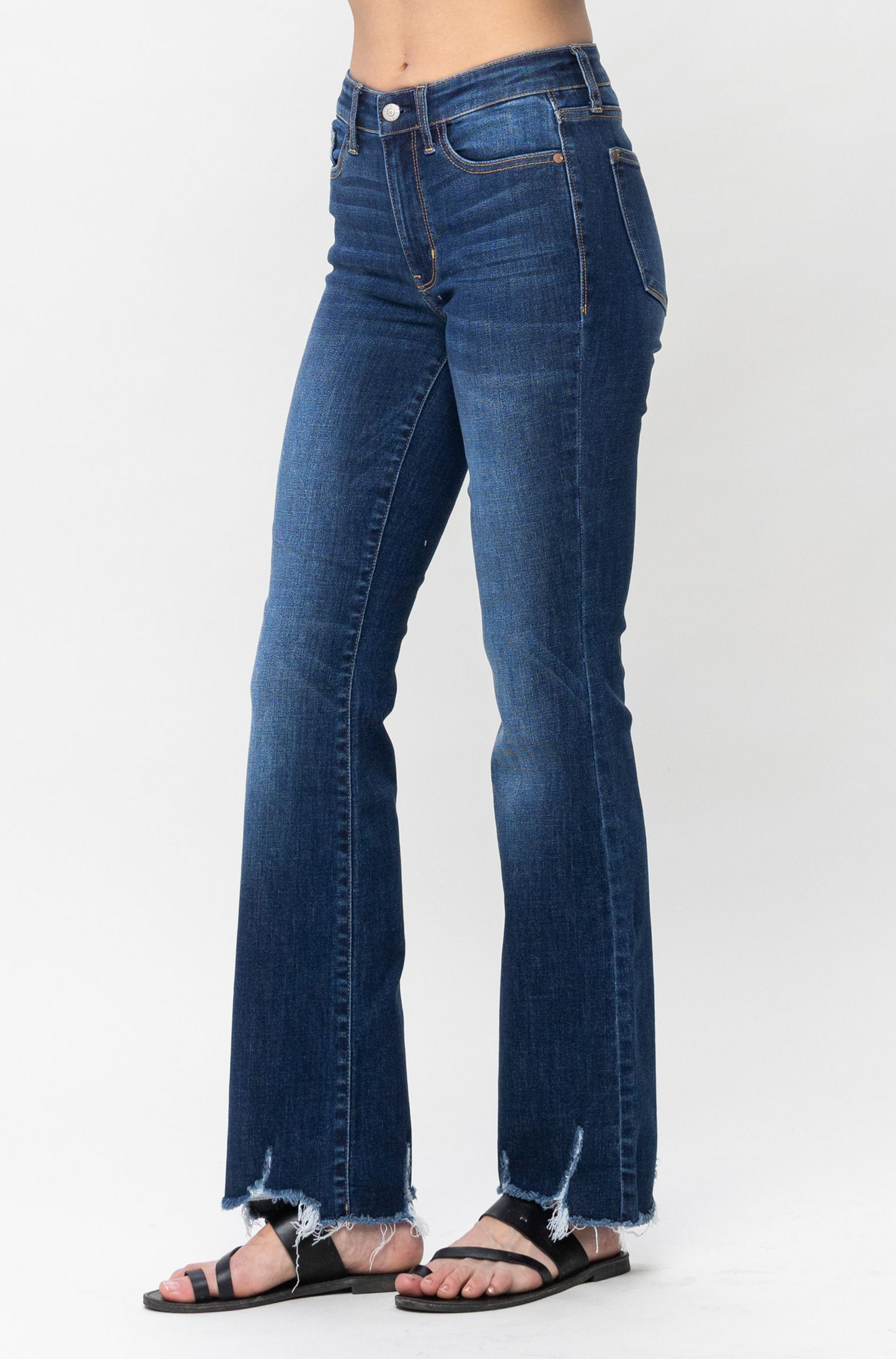 Judy Blue - Mid Rise Distressed Bottom Hem Bootcut