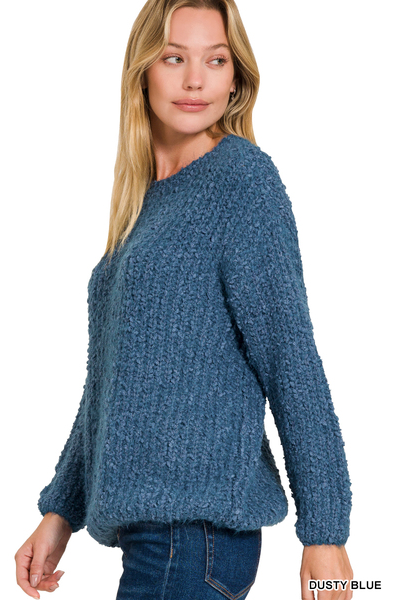 DUSTY BLUE BRUSHED SWEATER