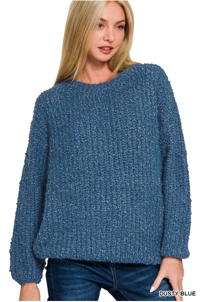 DUSTY BLUE BRUSHED SWEATER