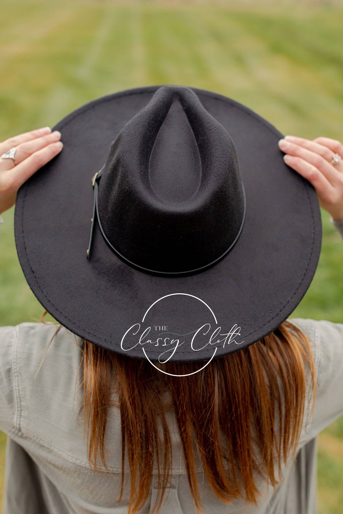 Wide Brim Hat w/ Belt - Black