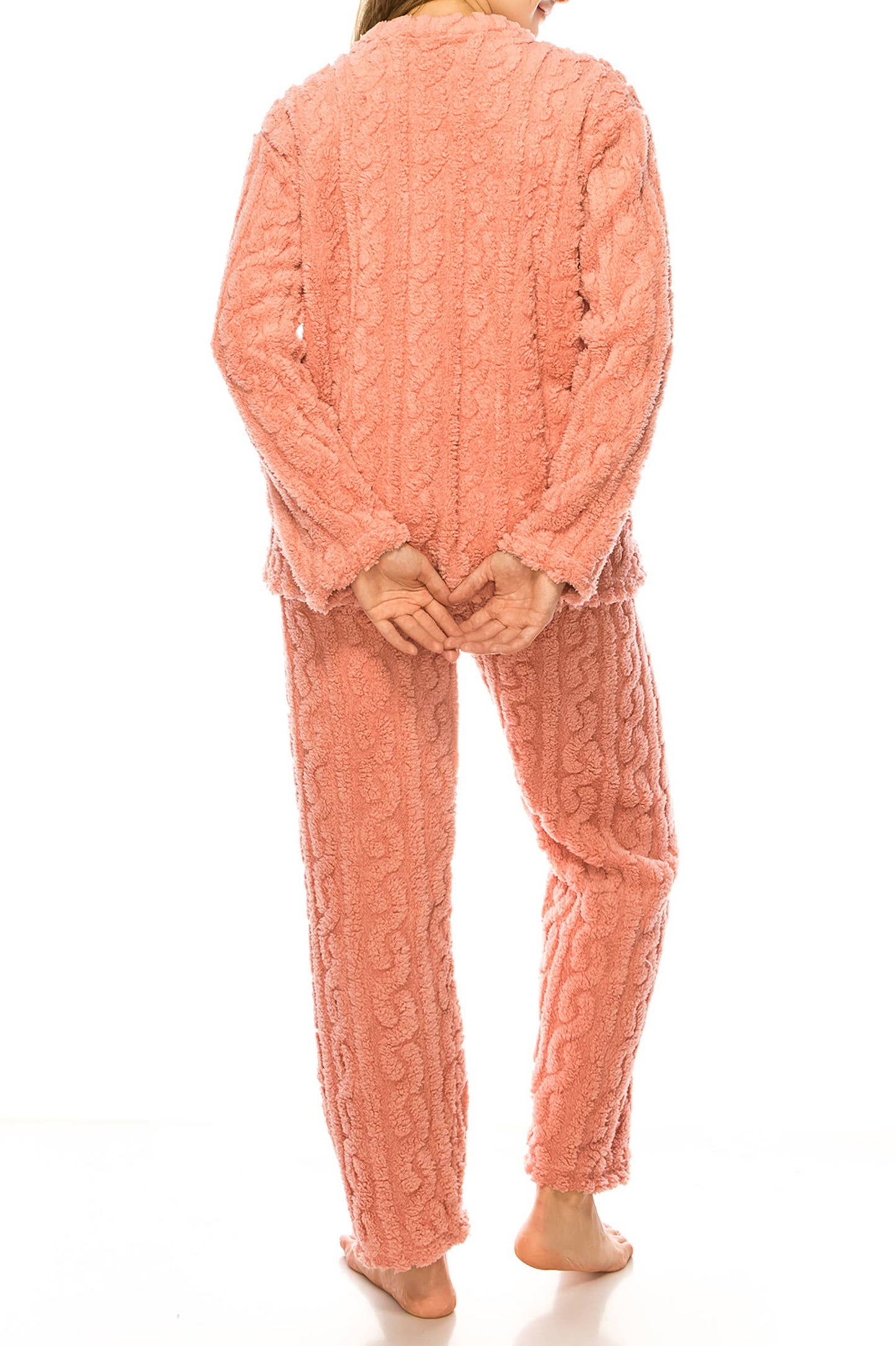 Pink Fuzzy Sherpa Fleece Pajama Set