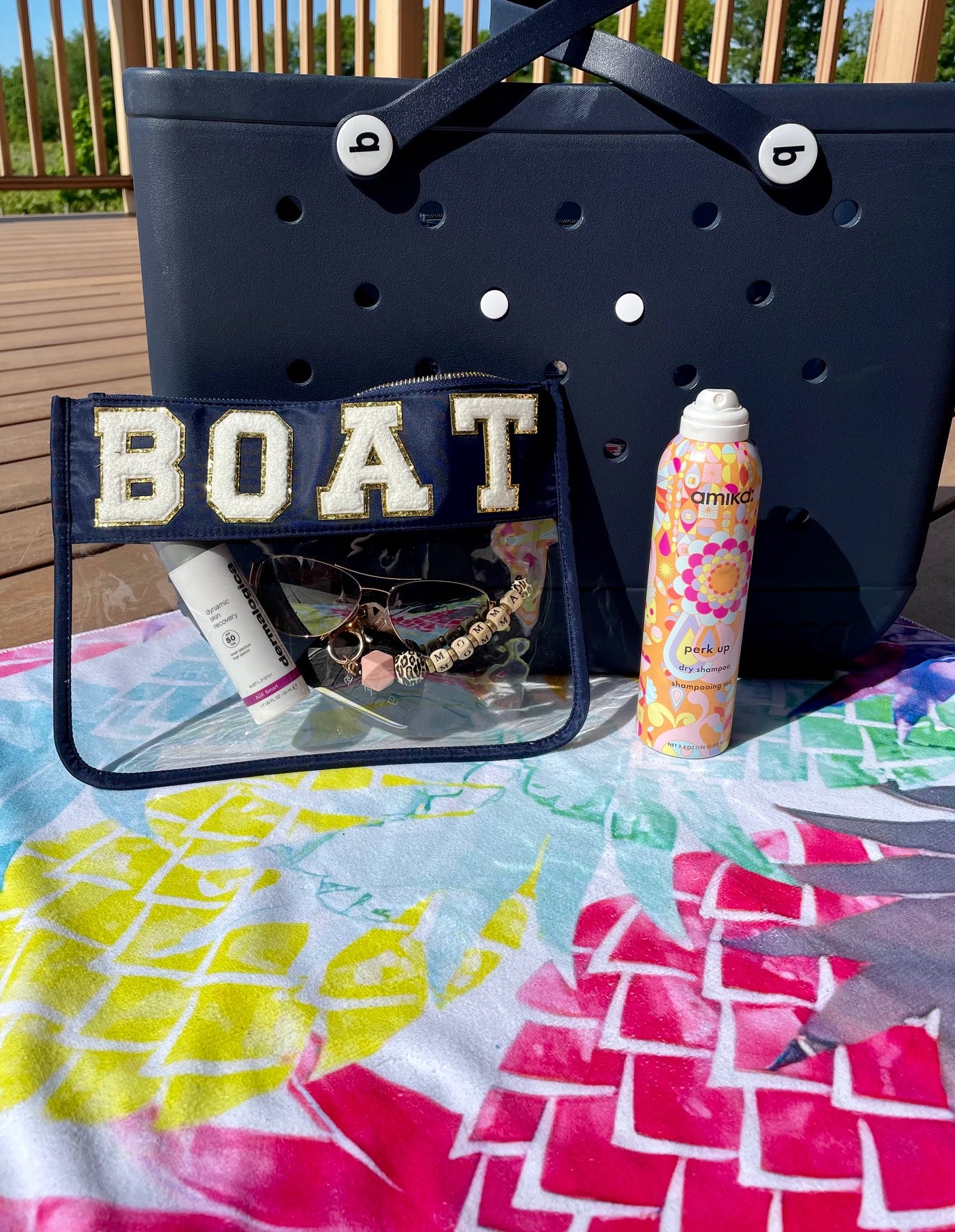 Boat Chenille Letter Clear Pouch