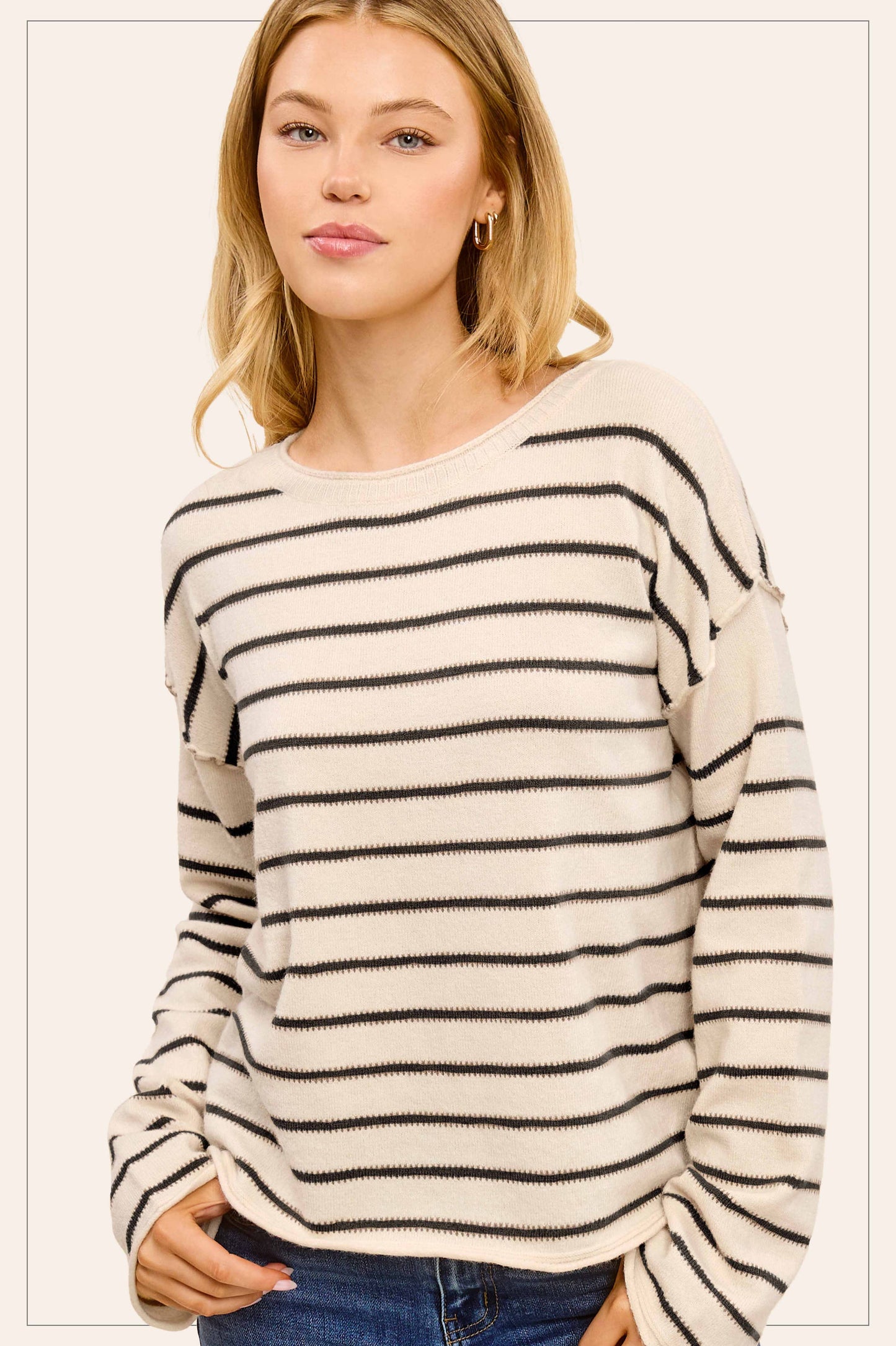 Striped Loose Fit Long Sleeve Sweater