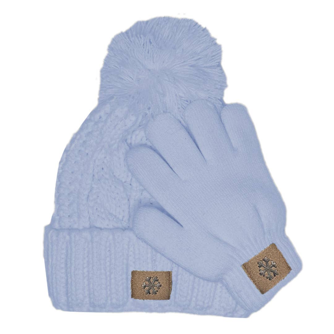 Ice Blue Girls Hat + Glove Set