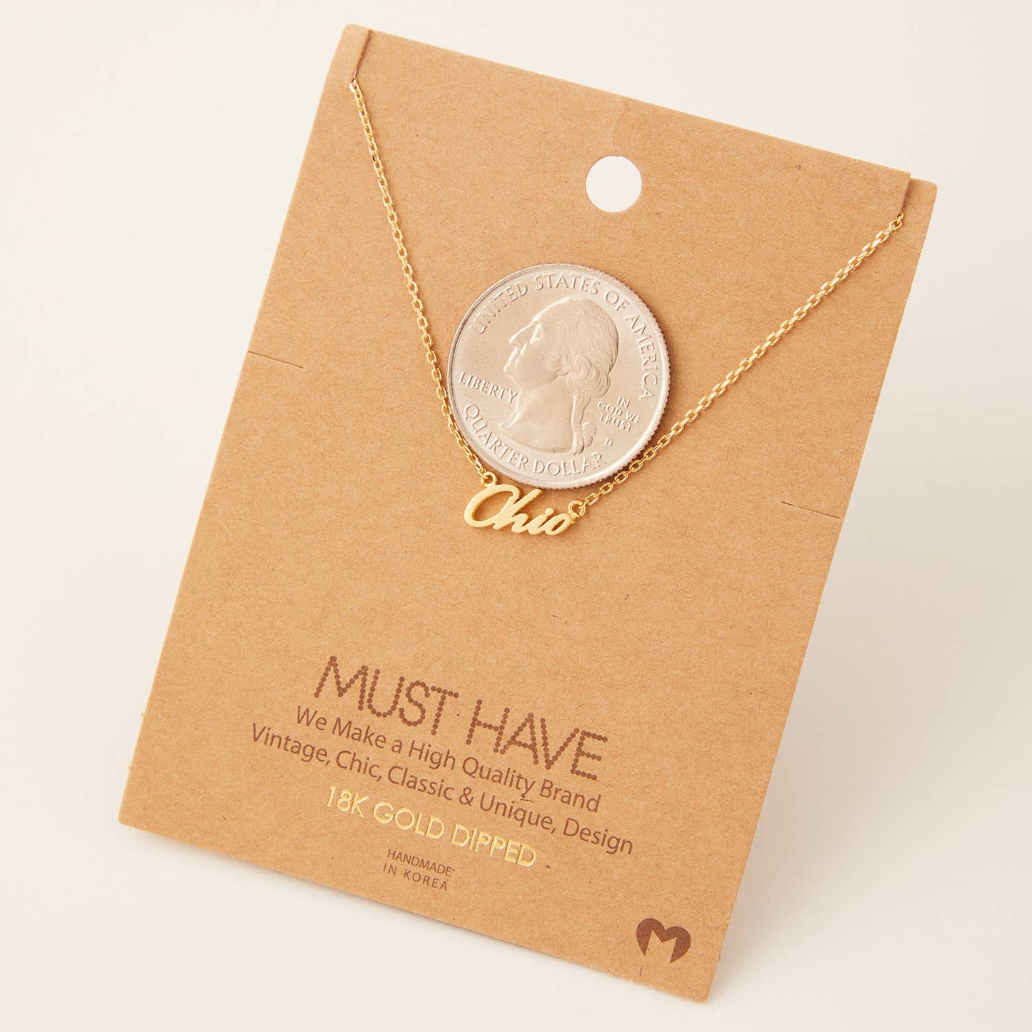 Handwritten Ohio Pendant Necklace