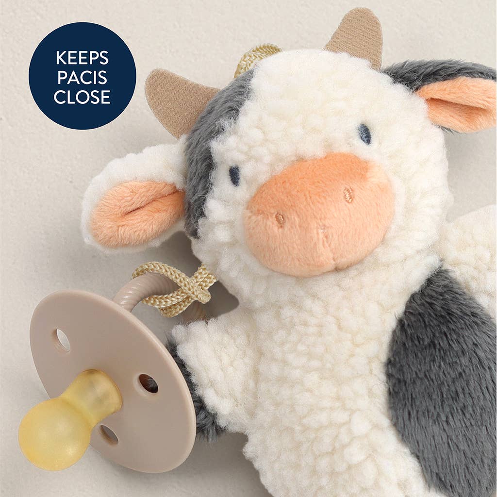 Cow Bitzy Pal Natural Rubber Pacifier & Stuffed Animal