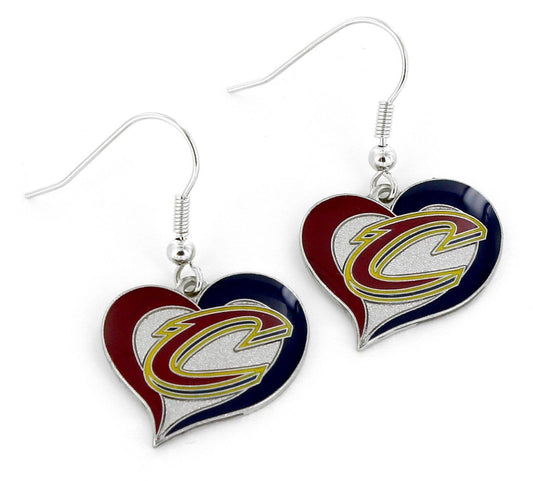 NBA Cleveland Cavaliers Swirl Heart Earrings