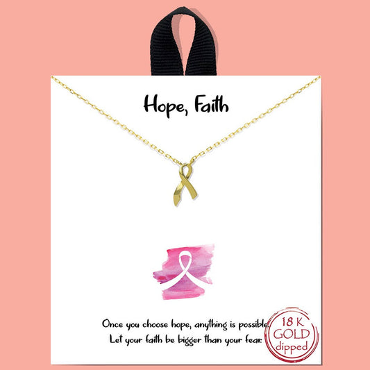 Breast Cancer Ribbon Charm Necklace