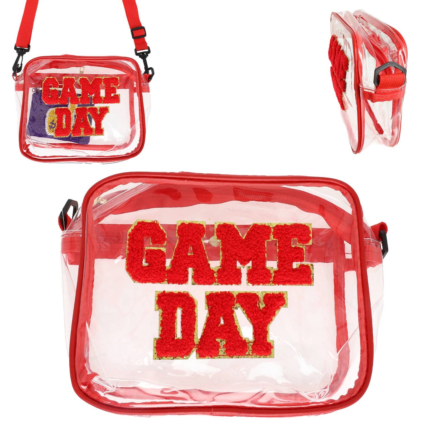 Red Game Day Clear Crossbody Bag