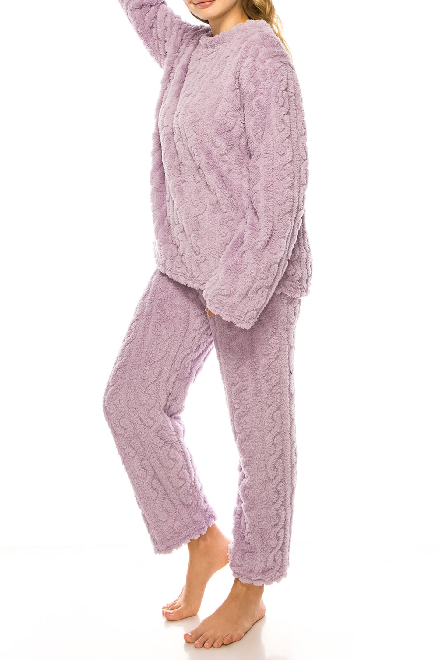 Lavender Sherpa Fleece Lounge Pajama Set